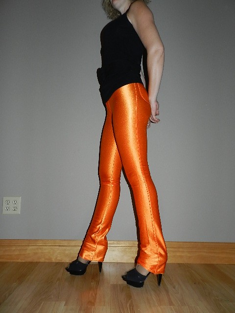 Vtg 70s HIGH WAIST Spandex DISCO PANTS Trousers ROCKER Punk SHINY ...