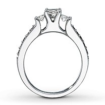 KAY JEWELERS Certified 1 CTW Princess Cut 3 Stone Diamond 14K White ...