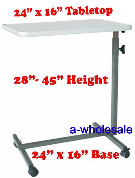 Hospital Over Bed Overbed Rolling Table Laptop Food Tray Table With