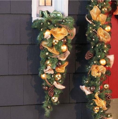 Outdoor Lighted Pre Lit JINGLE BELL CHRISTMAS GREENERY Wreath, Garland, or Swag - Picture 3 of 5