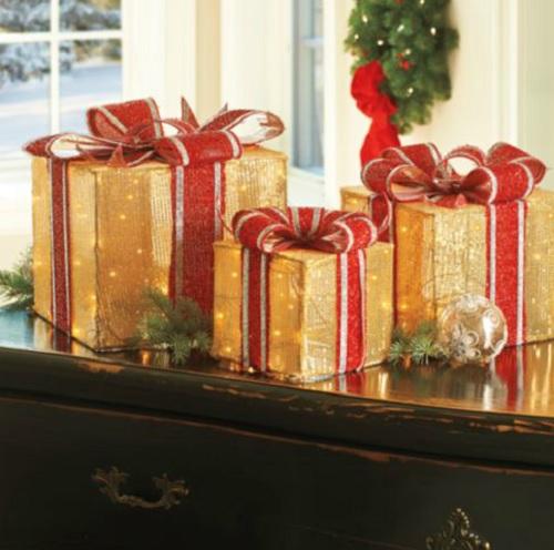 3pc set indoor outdoor lighted pre lit gold christmas 3pc set indoor outdoor lighted pre lit gold christmas