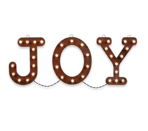 71" Outdoor Metal LIGHTED PRE LIT HANGING CHRISTMAS JOY SIGN Display