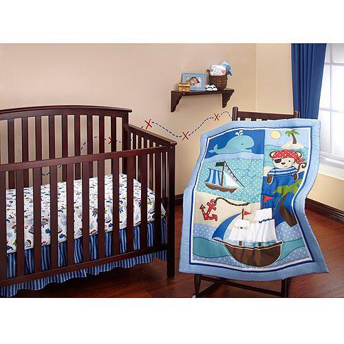Baby Boy Blue Red LIL PIRATE SHIP Crib Bedding Nursery SET OPTIONAL BUMBER eBay