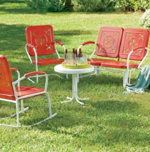 RETRO VINTAGE STYLE OUTDOOR METAL FURNITURE Lawn Garden Deck Patio 3 COLORS