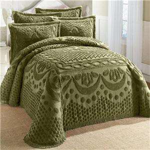 100% Cotton TEXTURED CHENILLE Medallion BEDSPREAD OLIVE GREEN QUEEN | eBay