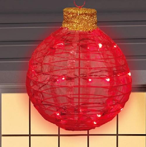 Indoor Outdoor LIGHTED 16" HANGING LED CHRISTMAS ORNAMENT SCULPTURE Red or Green eBay
