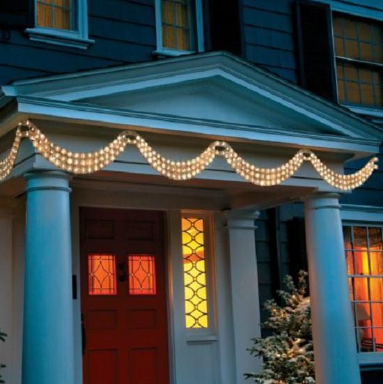 4 5 39 set of 2 white hanging swag lights outdoor porch christmas lighted window swags