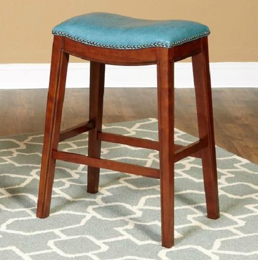 24" FAUX LEATHER NAILHEAD SADDLE STYLE BAR COUNTER STOOLS - 4 FUN COLORS