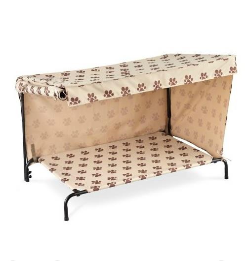 Indoor Outdoor Dog Bed With Canopy Sun Shade 2 Sizes 4 Colors Paw Print