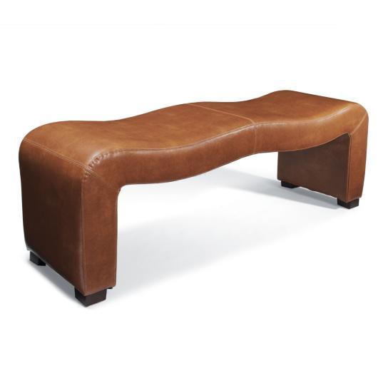 Textured Bonded Leather Modern Artistic Curved Seat Bench ...