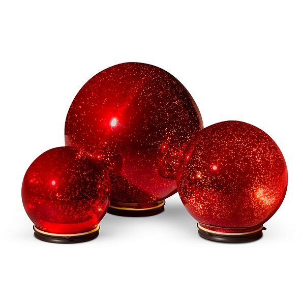 SALE Set of 3 Mercury Glass Finish Lighted Orbs Spheres Christmas Decor