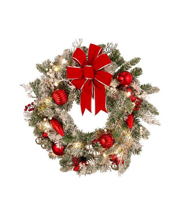 Christmas Snow Outdoor Pre Lit Cordless Wreath Garland Urn Filler