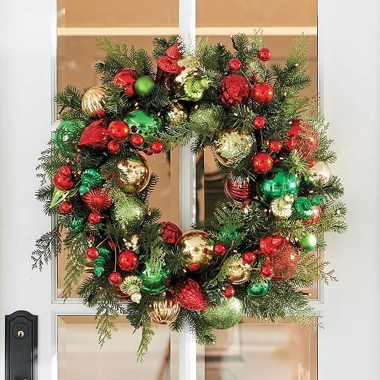 Christmas Holly Ball Outdoor Pre Lit Cordless Wreath Garland Urn Filler