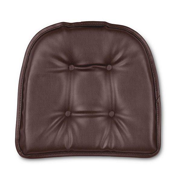 SET OF 2 16x15 Faux Leather Tufted Kitchen Chair Pads Cushions Non Slip