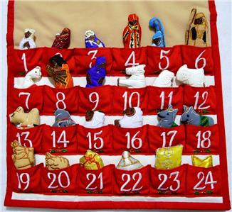 EMBROIDERED AFRICAN AMERICAN FABRIC NATIVITY MANGER SCENE ADVENT