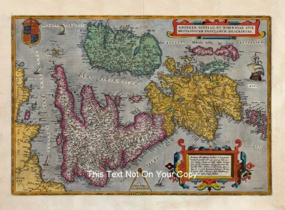 England Scotland Eire UK Repro Old Antique colour Map