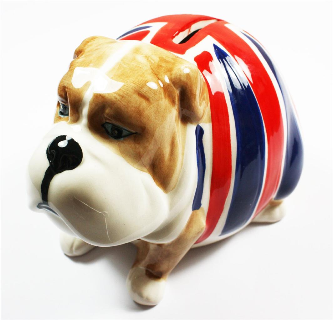 British Bulldog Union Jack Egg Cups Money Box Piggy Bank Ideal Present Gift Box eBay