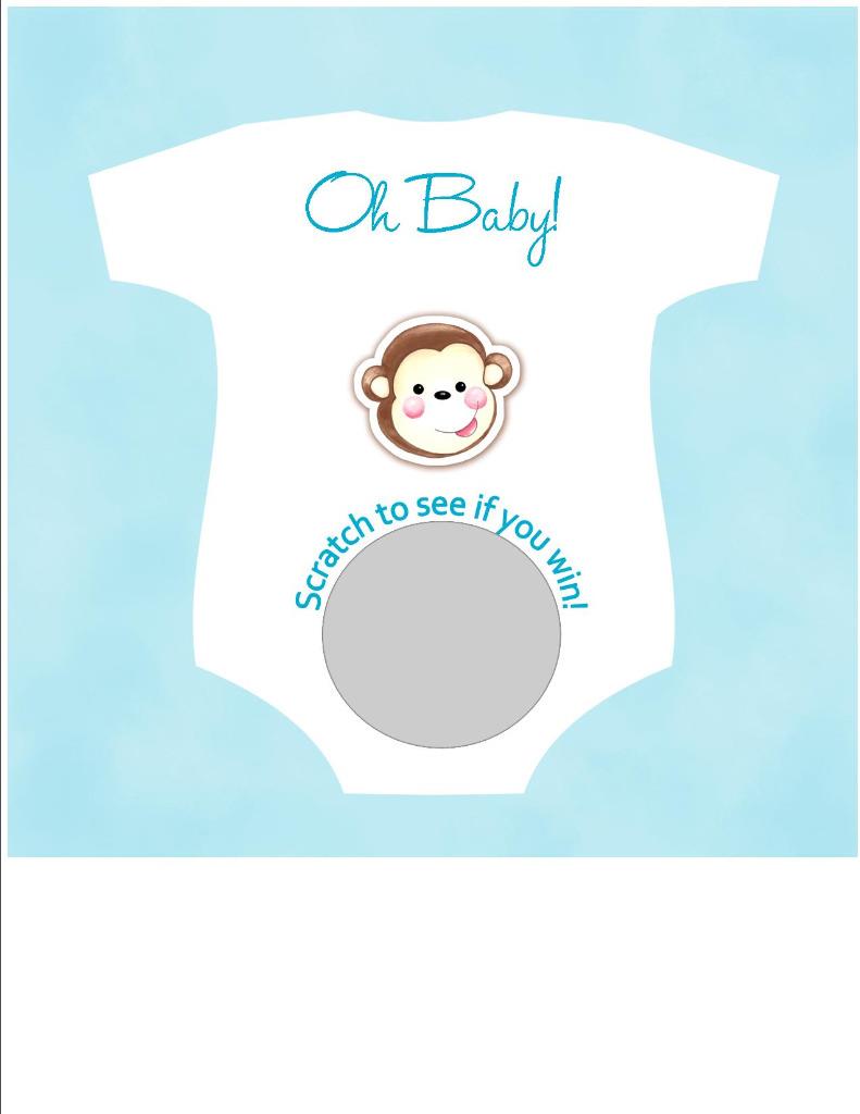 Baby Shower Scratch Off Game Cards Monkey Boy Or Shirt Baby Shower Scratch Off Game Cards Monkey Boy