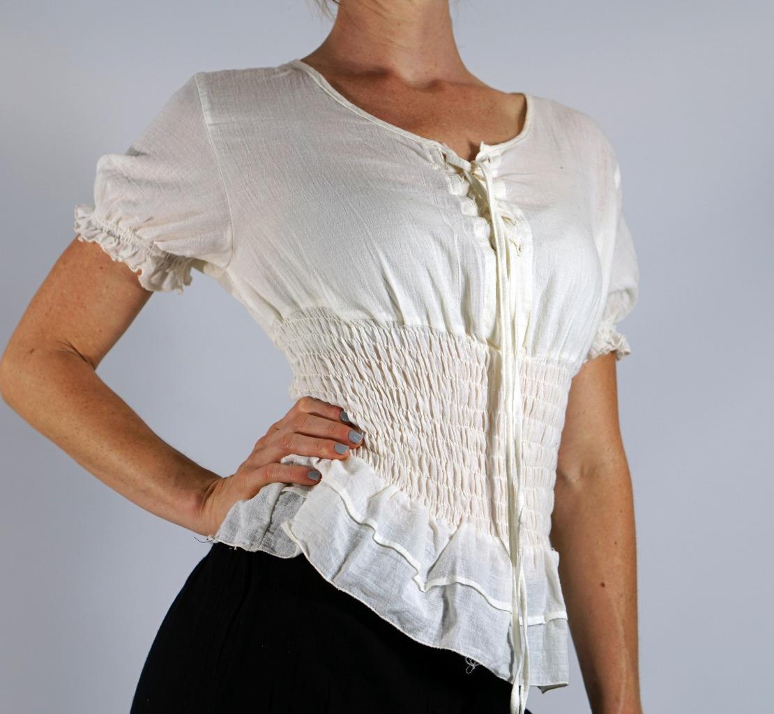  LACE UP PEASANT BLOUSE Zootzu Pirate Renaissance Costume Gypsy Top