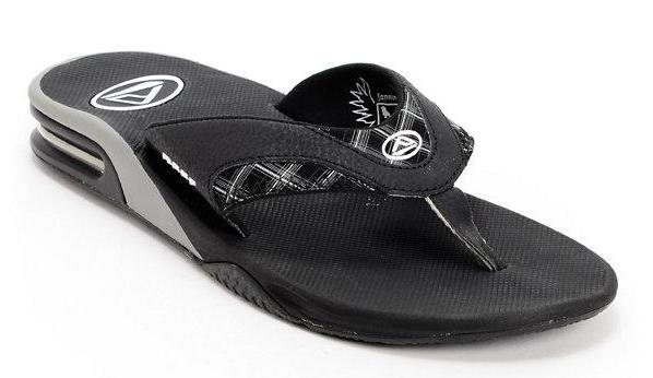 REEF Fanning Men's Casual Sandals Flip Flops BLACK PLAID All Sizes 9-13 2162 BKL - Picture 1 of 1