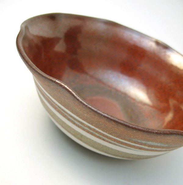 SIGNED ERIC JUCKERT AUSTRALIAN POTTERY MARBLED AGATE WARE & RED OXIDE BOWL - Picture 1 of 1