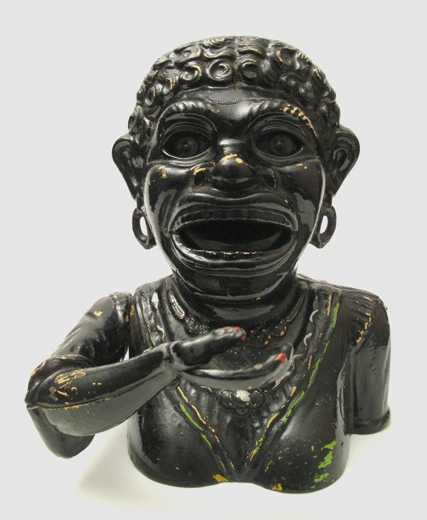 ANTIQUE CAST IRON DINAH MECHANICAL MONEY BOX BLACK AMERICANA LADY