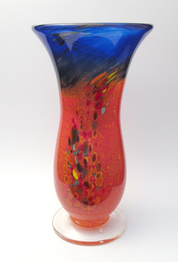 HUGE SIGNED EAMONN VEREKER ART GLASS VASE OUTBACK SERIES AUSTRALIAN