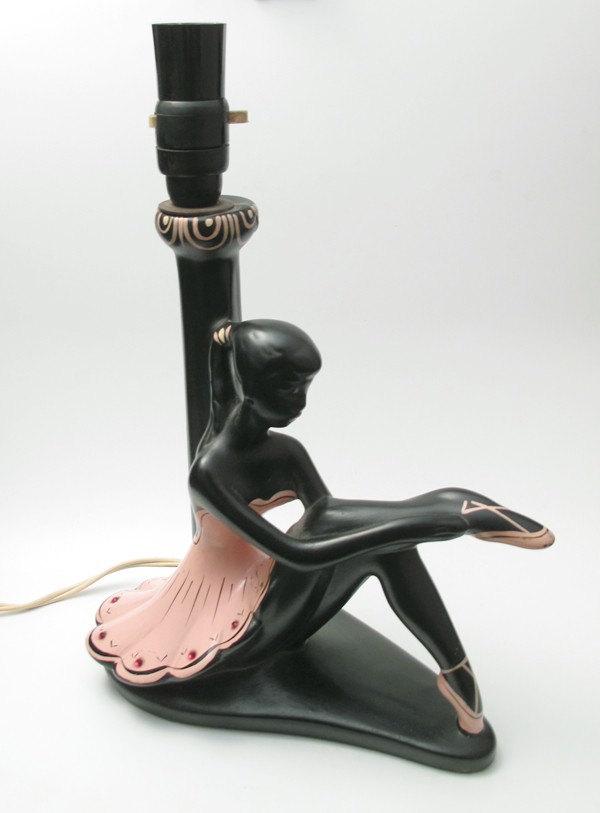 GENUINE VINTAGE BARSONY BALLERINA BLACK LADY LAMP AUSTRALIAN POTTERY