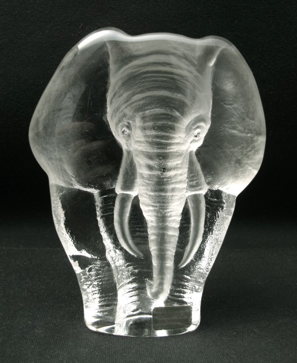SIGNED MATS JONASSON SWEDEN LEAD CRYSTAL ELEPHANT SCULPTURE MEDIUM eBay