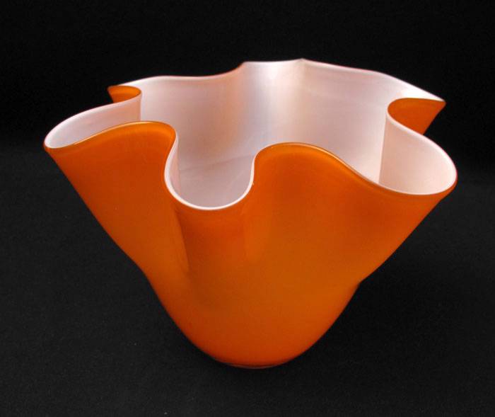 VINTAGE ITALIAN MURANO VIBRANT ORANGE CASED ART GLASS VASE RETRO EAMES
