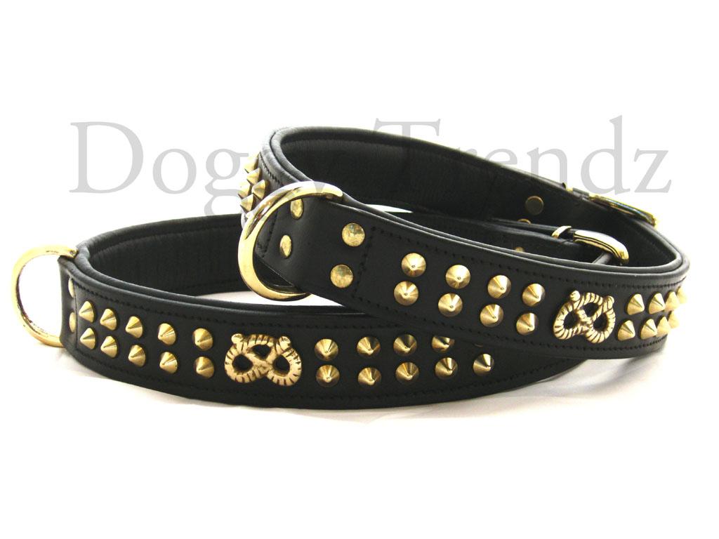 STAFFIE STAFFY STAFFORDSHIRE BULL TERRIER LEATHER DOG COLLAR BRASS