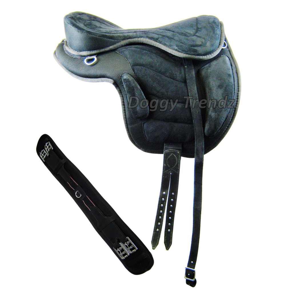 NEW 17" SYNTHETIC ENGLISH TREELESS SADDLES GP ENDURANCE GIRTH IN BLACK