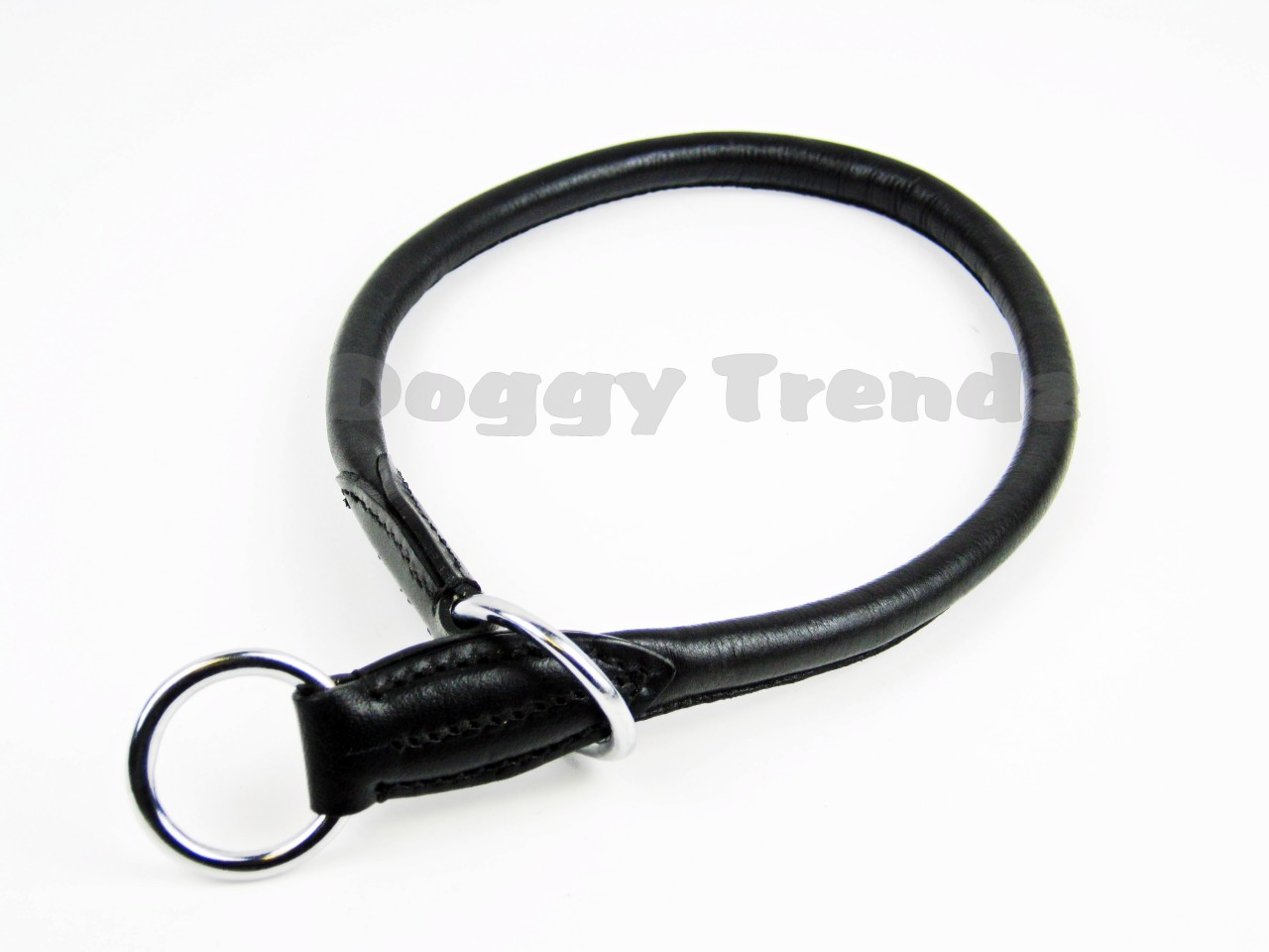 BLACK ROLLED LEATHER CHOKE SLIP DOG COLLAR SOFT COLLIE SHEPHERD SPANIEL