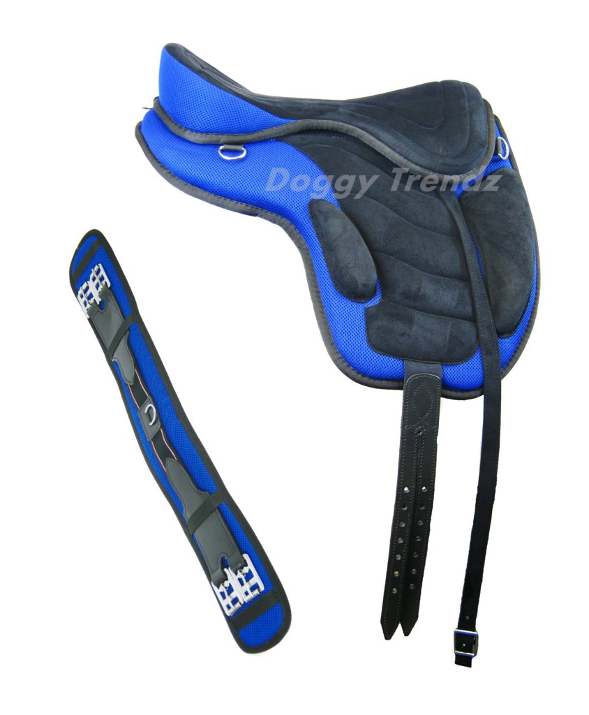 NEW 17" SYNTHETIC TREELESS HORSE SADDLES GP ENDURANCE GIRTH IN BLUE