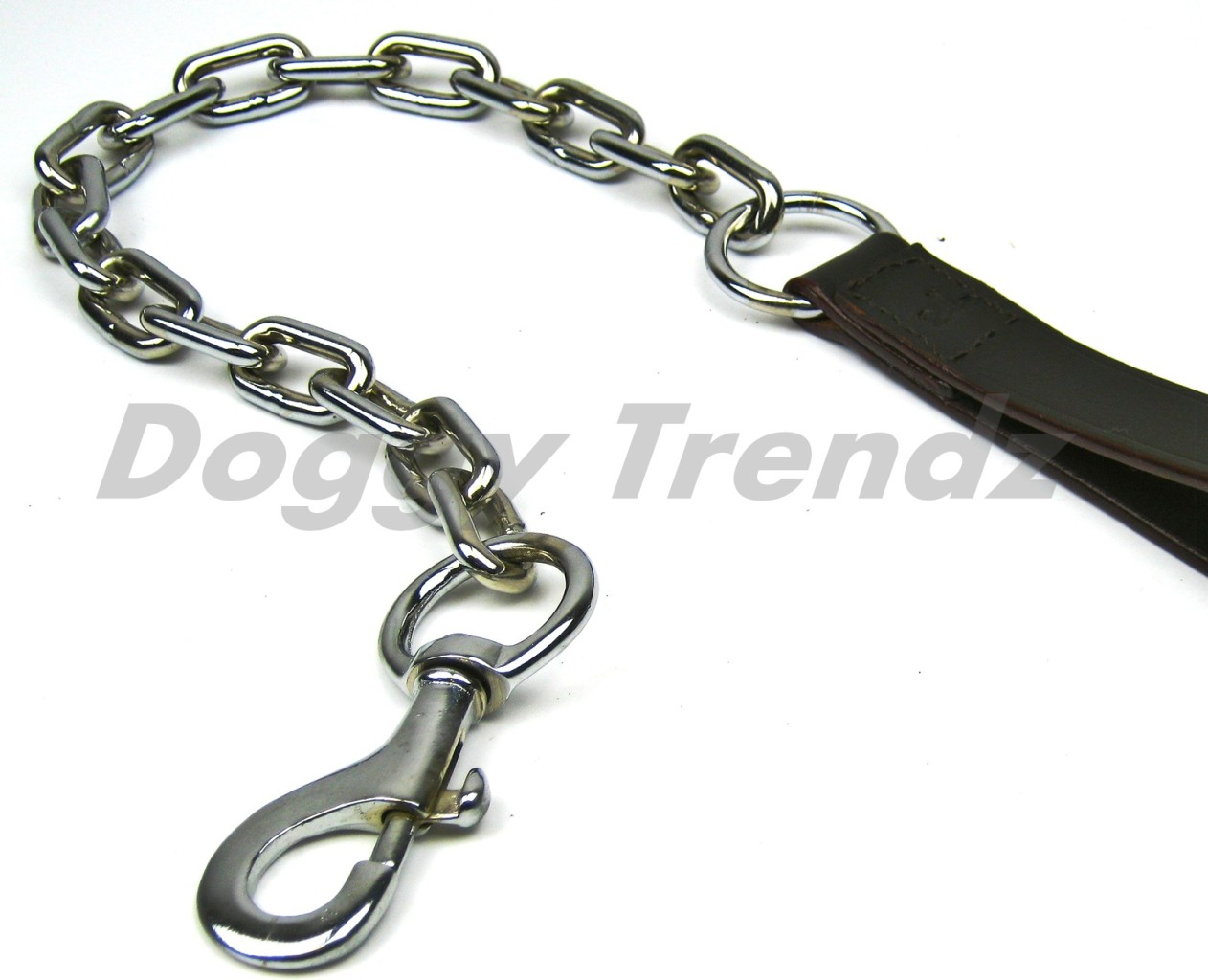 SUPER EXTRA HEAVY LEATHER CHROME DOG CHAIN LEAD THICK STRONG FOR BIG