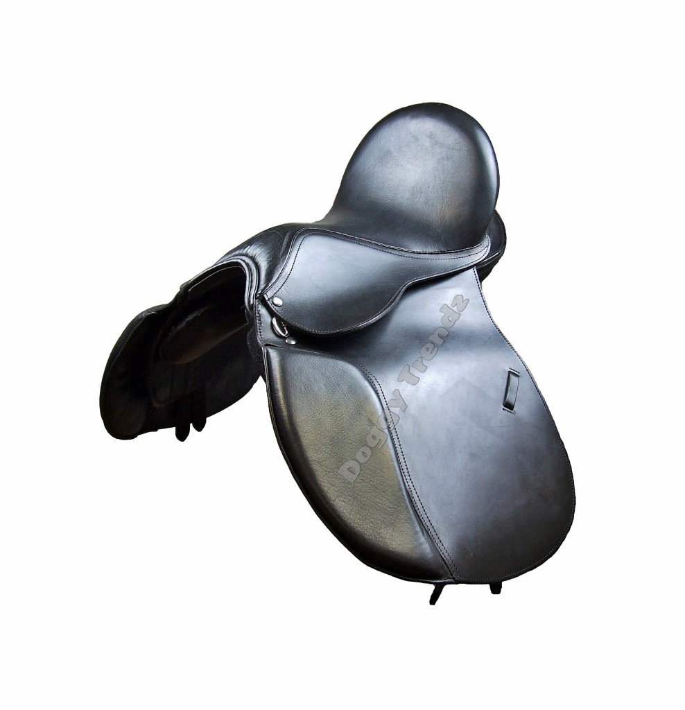 NEW 17" GP ALL PURPOSE LEATHER HORSE TREELESS JUMPING SADDLE IN BLACK