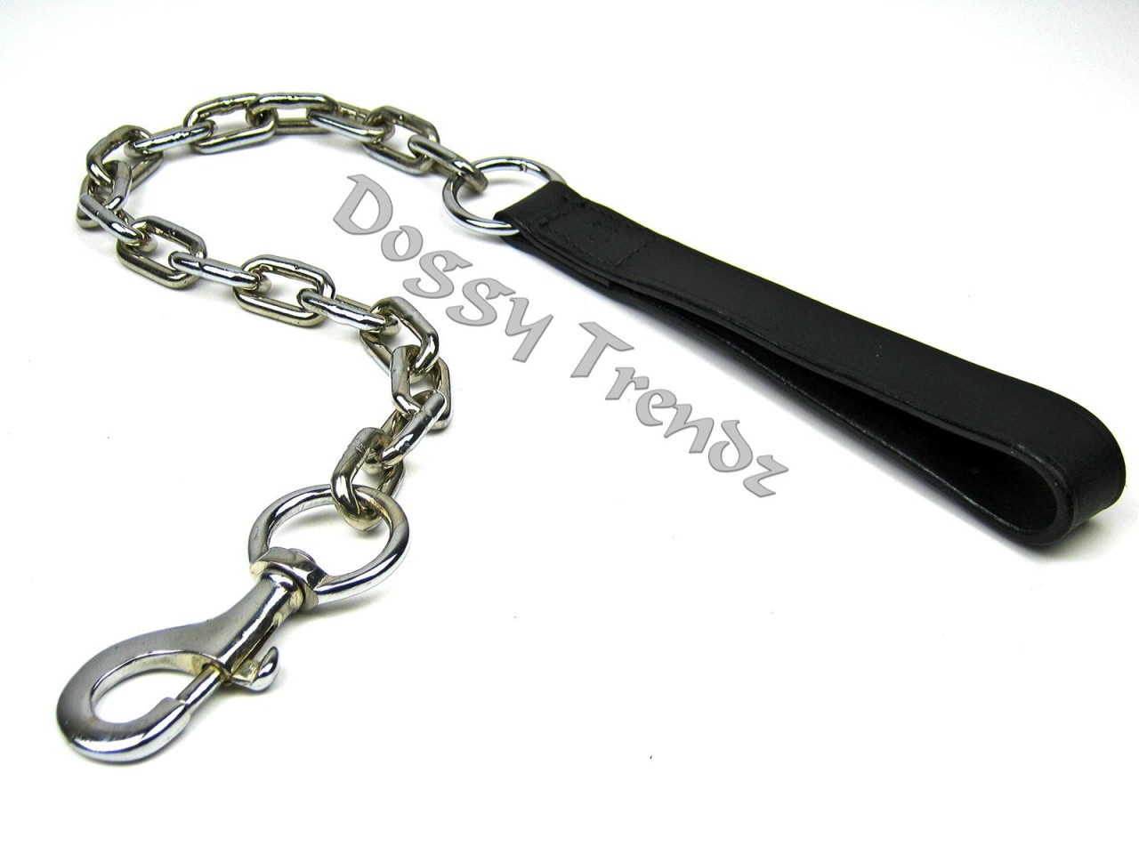 LEATHER DOG COLLAR AND LEAD SUPER HEAVY CHAIN CHROME STRONG FOR BIG DOGS