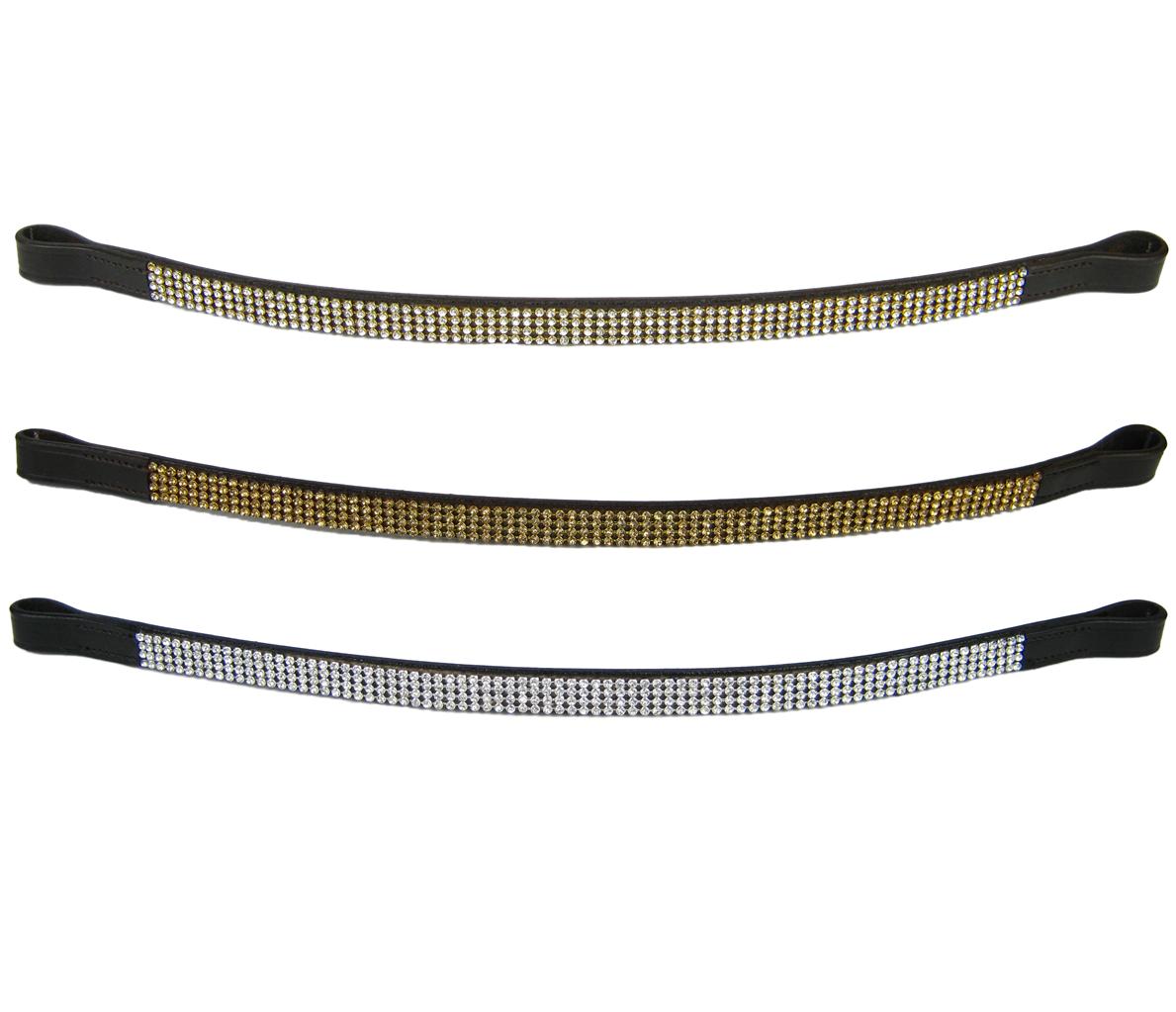 BLING DIAMANTE SPARKLY 5 ROW PEARL CRYSTAL WITH BLACK LEATHER BROWBAND