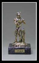 Satyr, Pan Greek God, Silver Bronze Statue Miniature. - Afbeelding 1 van 1