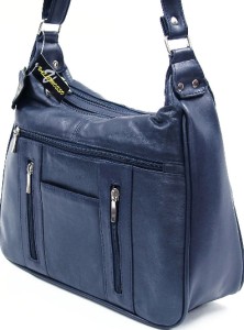 NEW BLUE LEATHER HANDBAG PURSE SATCHEL ORGANIZER