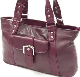 NEW BURGUNDY GENUINE LEATHER HANDBAG PURSE SATCHEL