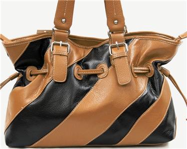 NEW BLACK BROWN HANDBAG PURSE LARGE TOTE SATCHEL BUCKLE