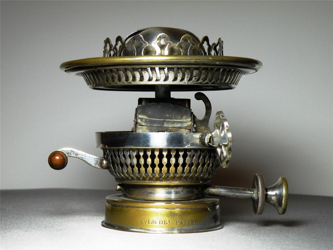 Evered's Patent Silver Plated Kerosene Oil Lamp Duplex Lever Burner Rare Collar eBay