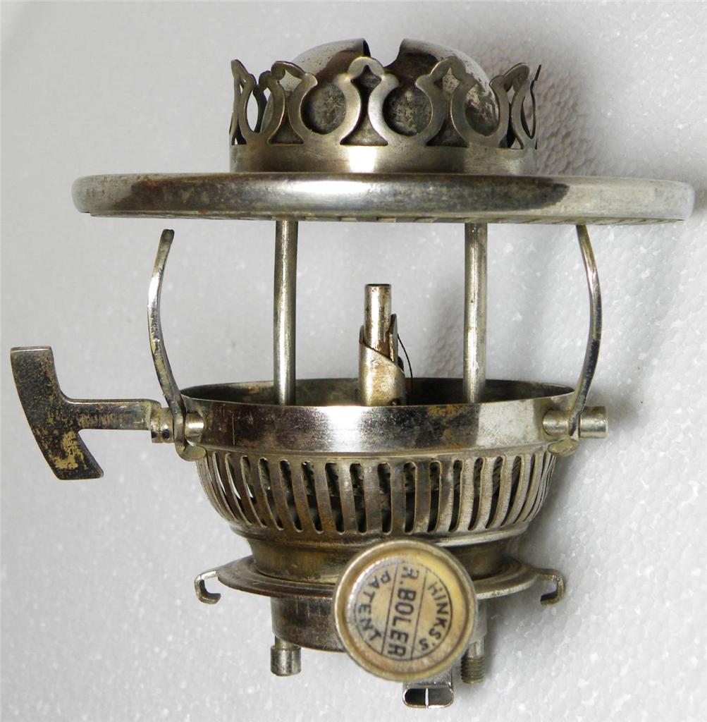 Hinks R. Boler Patent Plated Kerosene Oil Lamp Single Wick Lever Burner