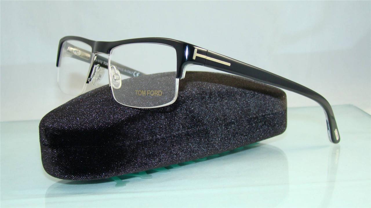 TOM FORD TF 5241 001 Black Half Rim + Original Case Frames Eyeglasses Size 53 - Picture 1 of 1