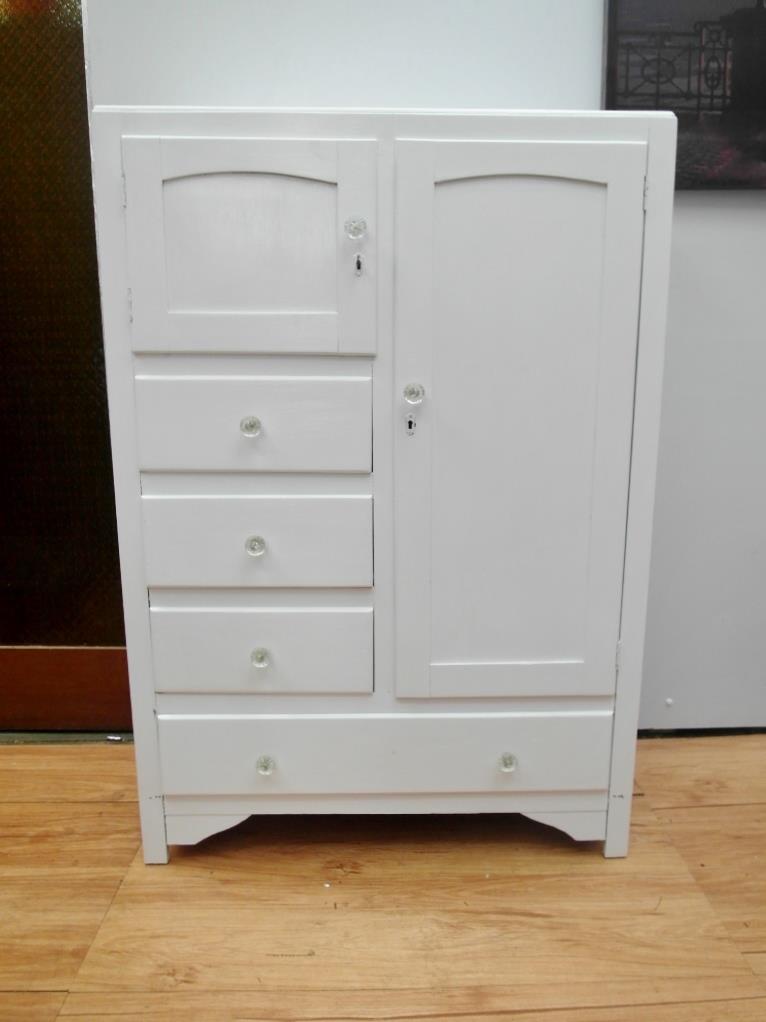 Vintage ANTIQUE Gentlmans NURSERY Wardrobe BABY Cupboard with DRAWERS