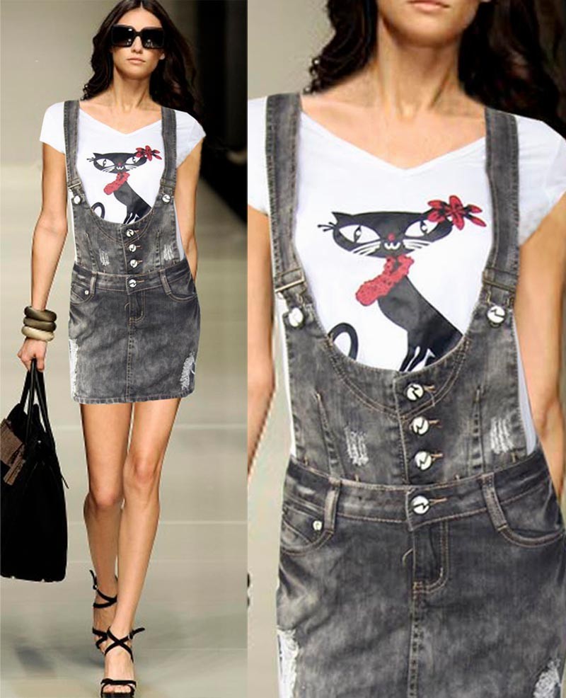 grey overall skirt