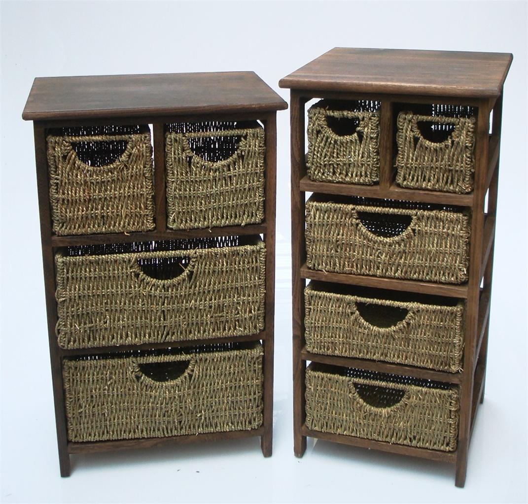 4 OR 5 CHEST OF DRAWERS DRAWS WOODEN SEAGRASS LIVINGROOM STORAGE UNIT