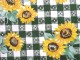 sunflowers and green cafe gingham check print 