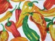 red, yellow, green chili pepper toss on white print